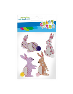 Abtibilduri - iepurasi Paste 10x17cm, Craft with Fun, 531801, set 4 buc