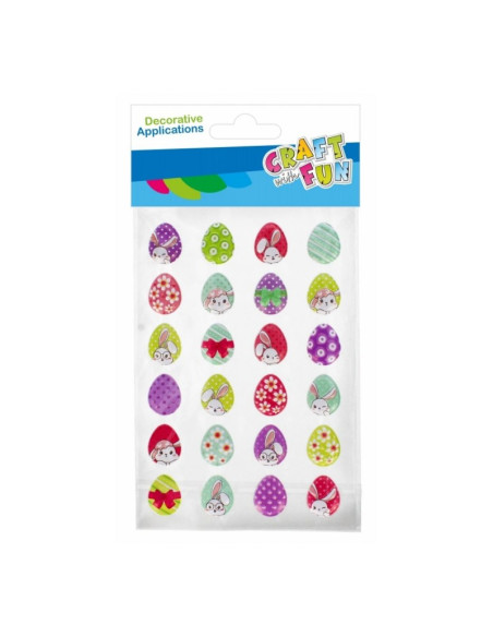 Abtibilduri - oua Paste diverse culori, Craft with Fun, 531731, set 24 buc