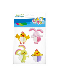 Abtibilduri - pui/iepurasi Paste 10x17cm, Craft with Fun, 531799, set 4 buc