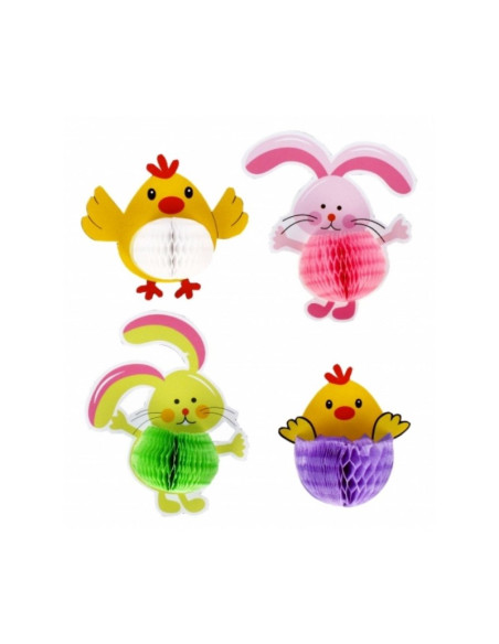 Abtibilduri - pui/iepurasi Paste 10x17cm, Craft with Fun, 531799, set 4 buc