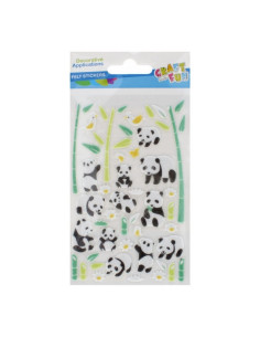 Sticker fetru panda si papagali 10x19cm, Craft with Fun, 521614, set 50 buc