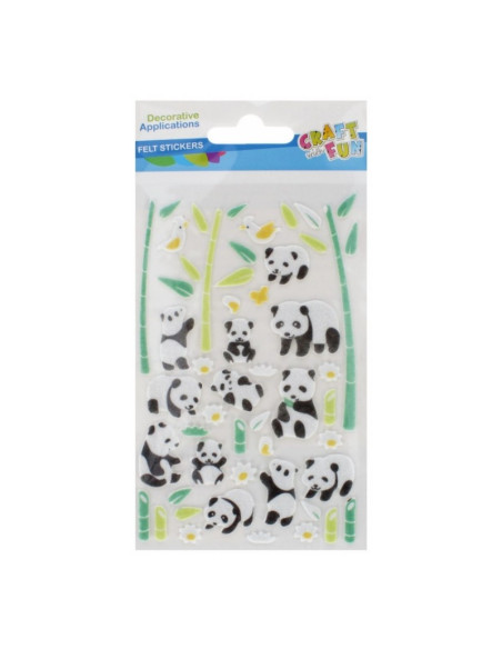 Sticker fetru panda si papagali 10x19cm, Craft with Fun, 521614, set 50 buc