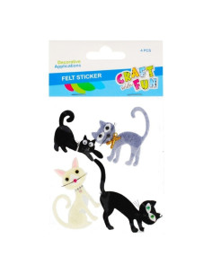 Sticker fetru pisicute, Craft with Fun, 480890, set 4 buc