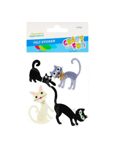 Sticker fetru pisicute, Craft with Fun, 480890, set 4 buc