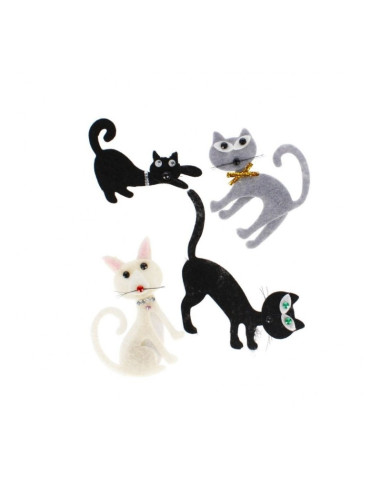 Sticker fetru pisicute, Craft with Fun, 480890, set 4 buc