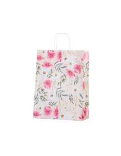 Punga cadou Colorarte 27670, B4, 26x35x12cm, 90g/mp, ivory, manere din hartie rasucita, motive florale