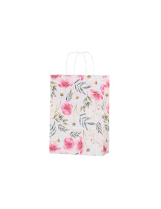 Punga cadou Colorarte 27667, A4, 22x31x10cm, 90g/mp, ivory, manere din hartie rasucita, motive florale