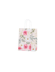 Punga cadou Colorarte 27663, B5, 18x22x8cm, 90g/mp, ivory, manere din hartie rasucita, motive florale