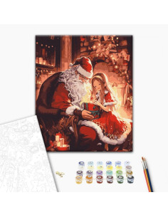 Set pictura pe numere 40x50cm, Brushme - Mos Craciun - pensule, culori, BS53850