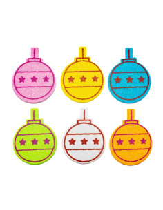 Accesorii creatie - Glob Craciun, sticker gumat cu sclipici, set 6 buc, diverse culori, Colorarte