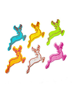 Accesorii creatie - Ren Craciun, sticker gumat cu sclipici, set 6 buc, diverse culori, Colorarte