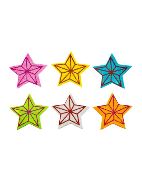 Accesorii creatie - Stelute Craciun, sticker gumat cu sclipici, set 6 buc, diverse culori, Colorarte
