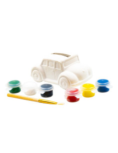 Accesorii creatie ceramica - pusculita - masina, pentru pictat / colorat + 6 culori si pensula, 9.4 cm, Colorarte BS2106