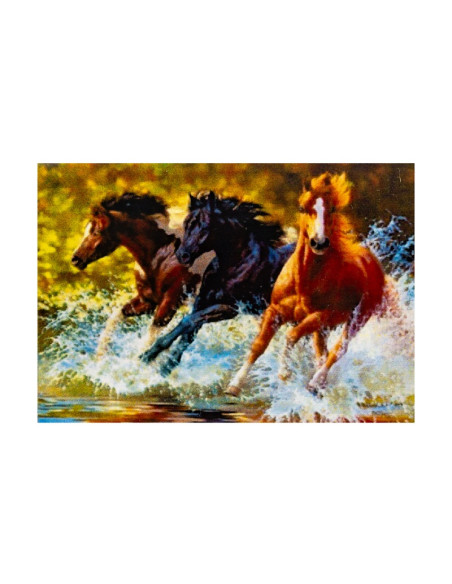 Set creativ - pictura cu diamante 40x50cm, CNX Paint by Beads - 3 cai salbatici - cu cifre si litere, 8247