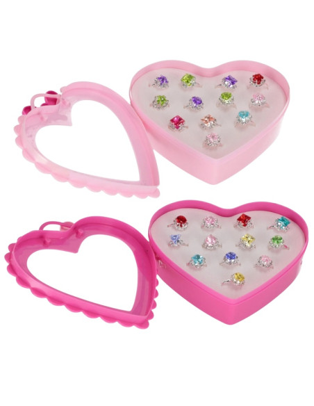 Inele - diamant, cutie inima, 13 cm, set 12 buc, MegaCreative 543826