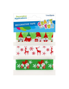 Accesorii creatie - banda decorativa Craciun, 3 modele x 1m, Craft with Fun, 545869