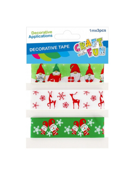 Accesorii creatie - banda decorativa Craciun, 3 modele x 1m, Craft with Fun, 545869