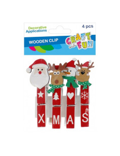 Accesorii creatie - lemn - carlig mare Craciun, set 4 buc, Craft with Fun 545856