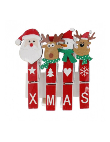Accesorii creatie - lemn - carlig mare Craciun, set 4 buc, Craft with Fun 545856