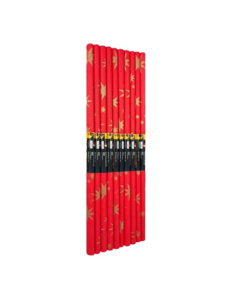 Hartie creponata Colorarte D62, 50x200cm, rosu cu stele aurii, set 10 role