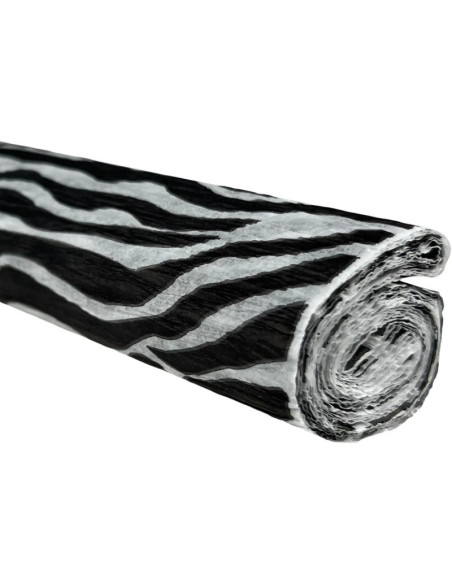 Hartie creponata Colorarte D64, 50x200cm, negru cu alb, model zebra, set 10 role