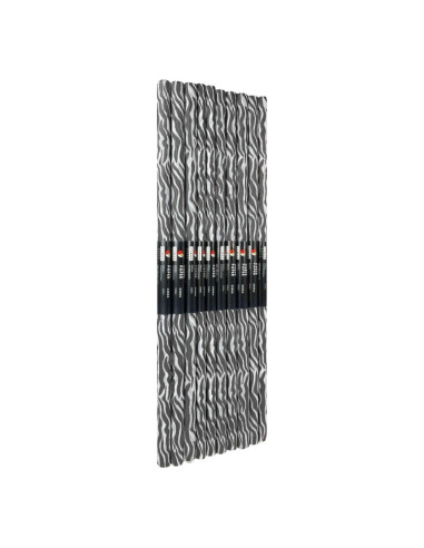 Hartie creponata Colorarte D64, 50x200cm, negru cu alb, model zebra, set 10 role