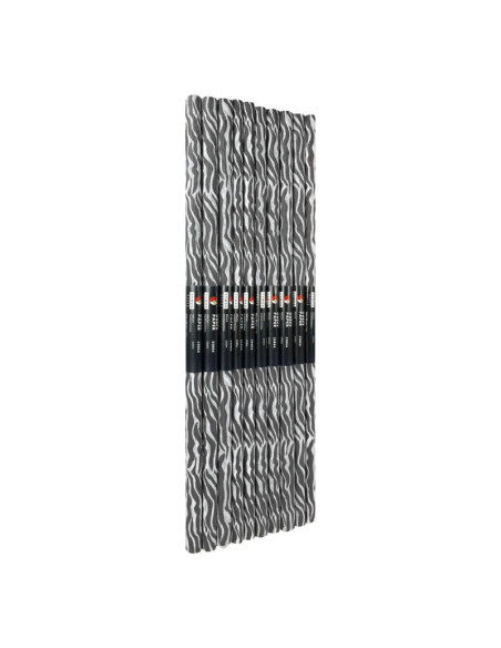 Hartie creponata Colorarte D64, 50x200cm, negru cu alb, model zebra, set 10 role