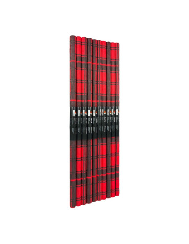 Hartie creponata Colorarte D58, 50x200cm, rosu cu dungi negre, model Scottish, set 10 role