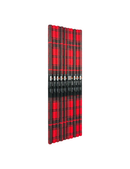 Hartie creponata Colorarte D58, 50x200cm, rosu cu dungi negre, model Scottish, set 10 role