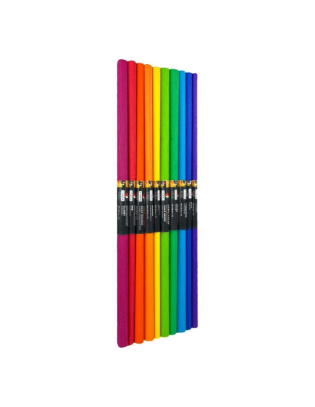 Hartie creponata Colorarte M02, 50x200cm, diverse culori intense spectrum, set 10 role