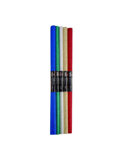 Hartie creponata Colorarte M12, 50x200cm, diverse culori metalizate, set 5 role