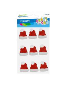 Accesorii creatie - stickere autoadezive - caciulite Mos Craciun, set 9 buc, Craft with Fun 545827