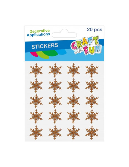 Accesorii creatie - stickere autoadezive - fulgi de nea aurii, set 20 buc, Craft with Fun 545836