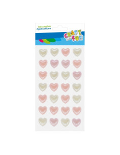 Accesorii creatie - stickere autoadezive - inimi culori calde, set 28 buc, Craft with Fun 531832