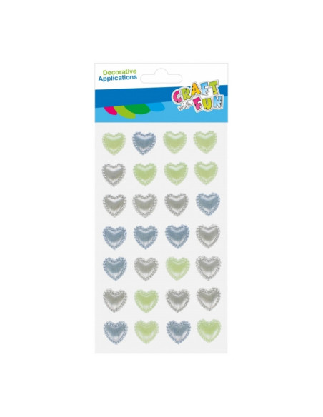 Accesorii creatie - stickere autoadezive - inimi culori reci, set 28 buc, Craft with Fun 531839
