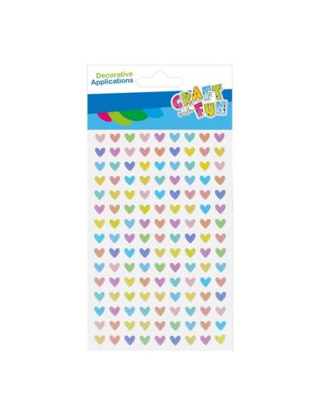 Accesorii creatie - stickere autoadezive - inimi diverse culori sidef, set 135 buc, Craft with Fun 531835
