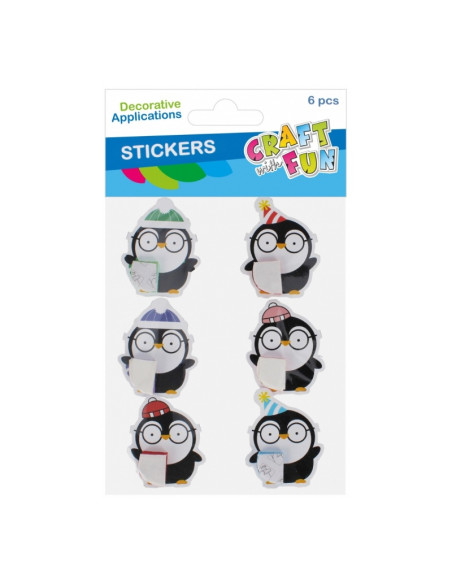 Accesorii creatie - stickere autoadezive - pinguini 3D, set 6 buc, Craft with Fun 545832