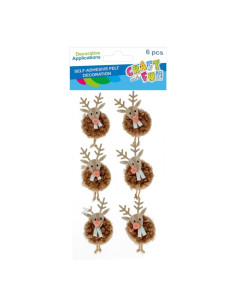 Sticker fetru reni, Craft with Fun, 545815, set 6 buc