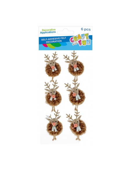 Sticker fetru reni, Craft with Fun, 545815, set 6 buc