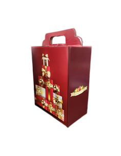 Cutie cadou Craciun, 35cm, cu maner, rosie