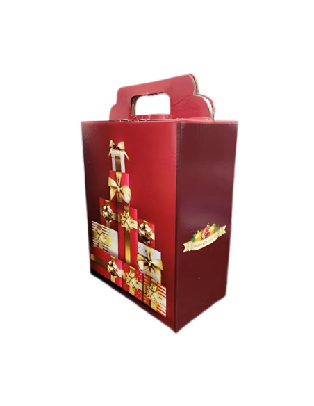 Cutie cadou Craciun, 35cm, cu maner, rosie