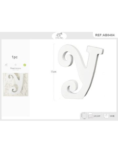 Decoratiuni petrecere Zebra litera Y, 11cm, lemn, autoadeziva, JAB0484
