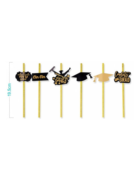 Paie de baut PartyGo, 20cm, motive absolvire, DD0096, set 6 buc