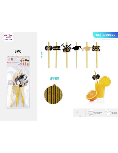 Paie de baut PartyGo, 20cm, motive absolvire, DD0096, set 6 buc