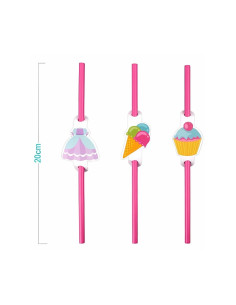 Paie de baut PartyGo, 20cm, imprimeu dulciuri, AA0084, set 6 buc