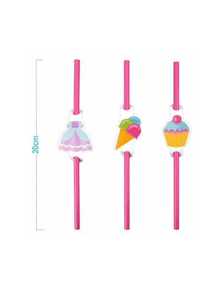 Paie de baut PartyGo, 20cm, imprimeu dulciuri, AA0084, set 6 buc