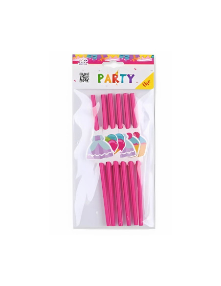 Paie de baut PartyGo, 20cm, imprimeu dulciuri, AA0084, set 6 buc