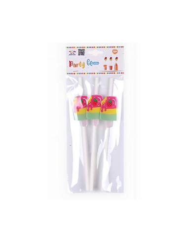Paie de baut PartyGo, 20cm, imprimeu inghetata, DE0081, set 3 buc