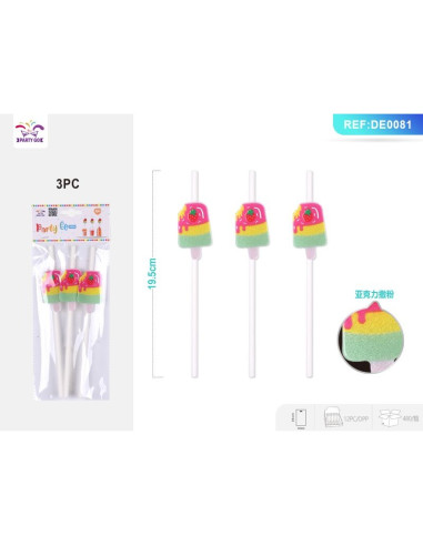 Paie de baut PartyGo, 20cm, imprimeu inghetata, DE0081, set 3 buc