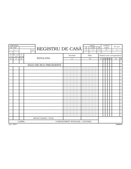 P018b Registru de casa - hartie autocopiativa